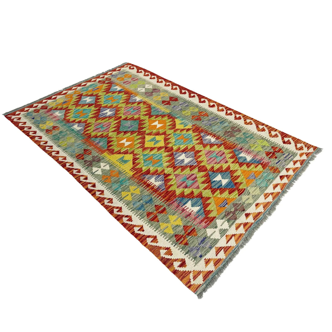 Afghan Vegetable Kilim Rug 3' 11" x 6' 5" Flat-Weave | No. AL752379