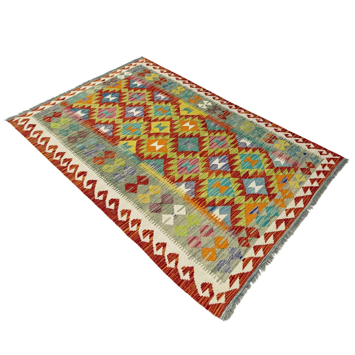 Afghan Vegetable Kilim Rug 3' 11" x 6' 5" Flat-Weave | No. AL752379