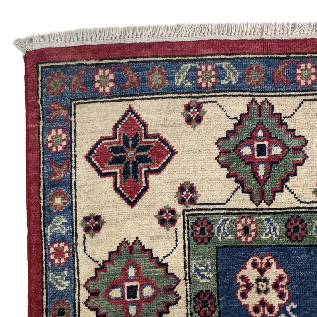 Red Afghan Kazak Rug 6' 7" x 10' 0" Hand-Knotted | No. AL75246