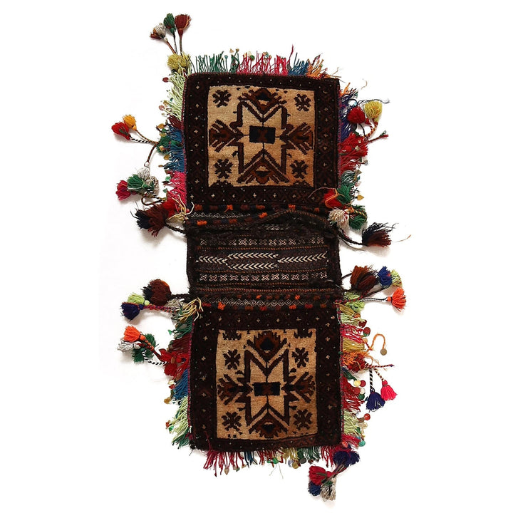Afghan Saddle Bag Rug 1' 1" x 2' 9" Hand-Knotted | No. AL75346