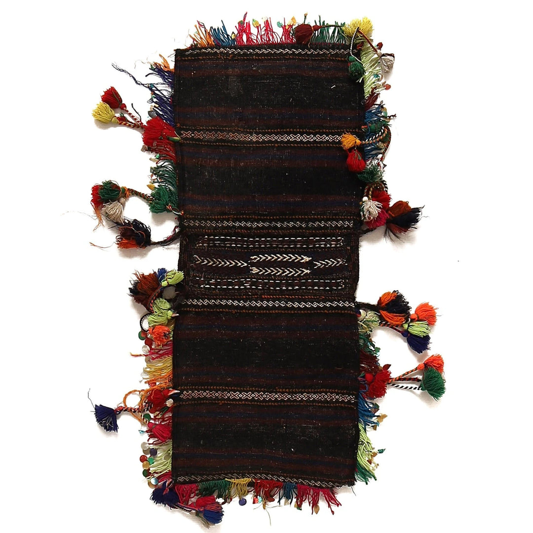 Afghan Saddle Bag Rug 1' 1" x 2' 9" Hand-Knotted | No. AL75346