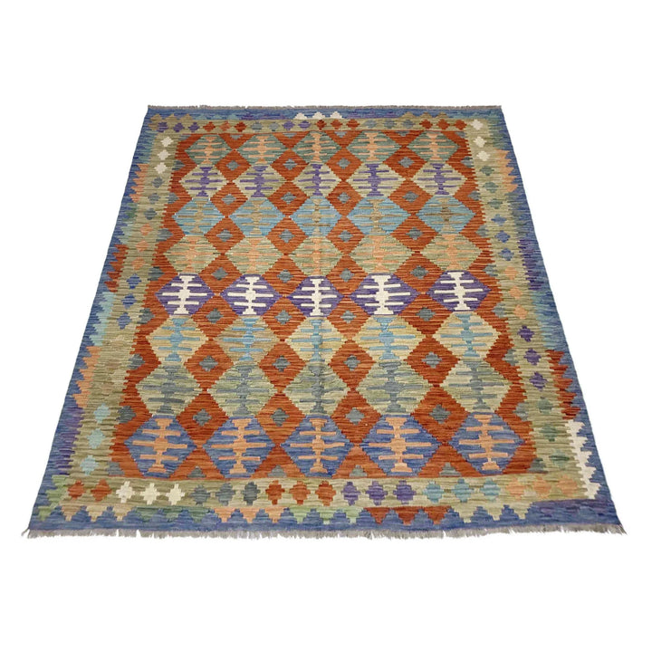 Afghan Vegetable Kilim Rug 5' 10" x 7' 6" Flat-Weave | No. AL753553