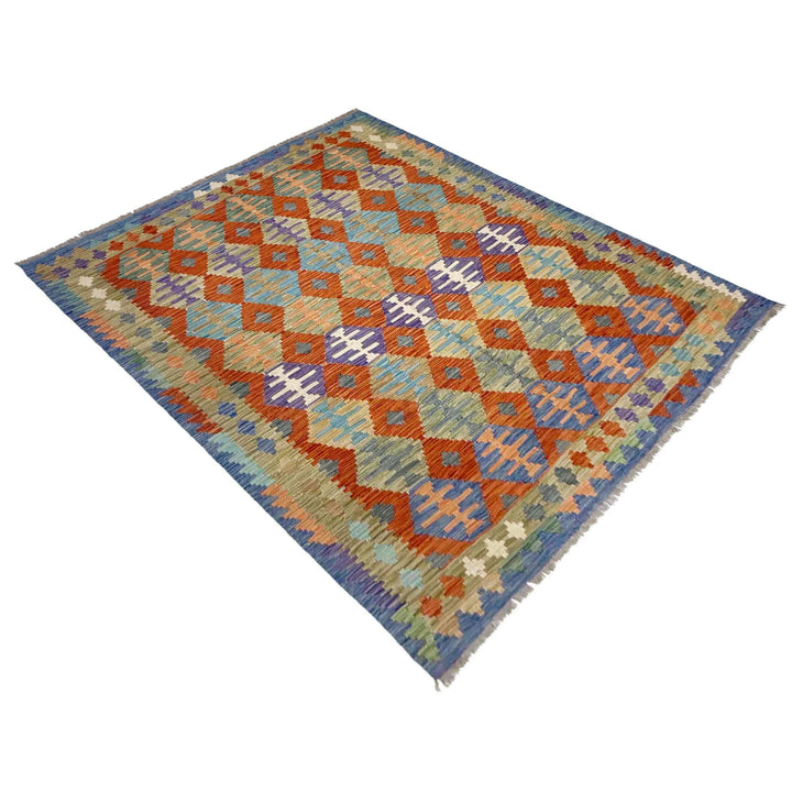 Afghan Vegetable Kilim Rug 5' 10" x 7' 6" Flat-Weave | No. AL753553