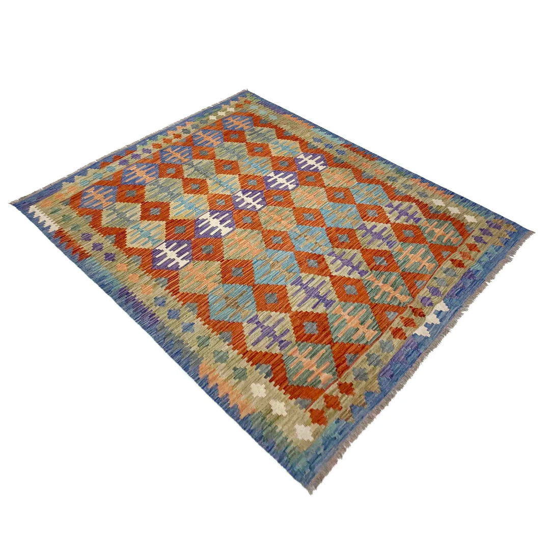 Afghan Vegetable Kilim Rug 5' 10" x 7' 6" Flat-Weave | No. AL753553