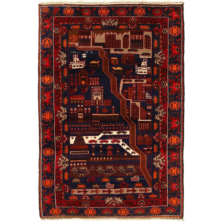 Afghan Oriental Rug 4' 2" x 6' 2" Hand-Knotted | No. AL75386