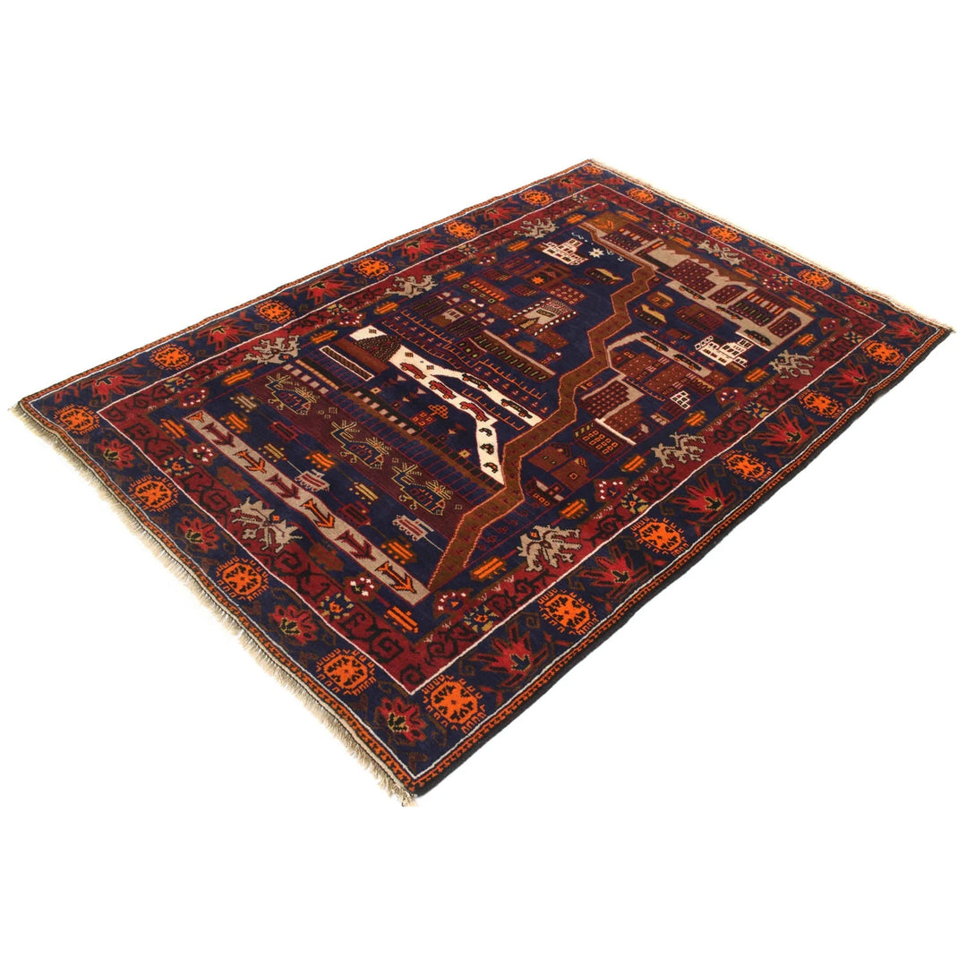 Afghan Oriental Rug 4' 2" x 6' 2" Hand-Knotted | No. AL75386