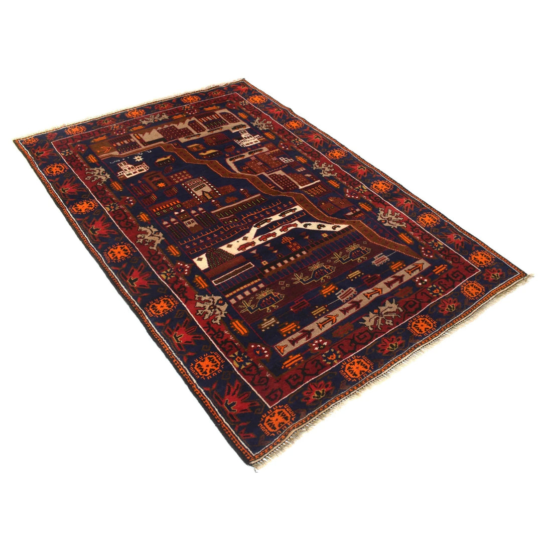 Afghan Oriental Rug 4' 2" x 6' 2" Hand-Knotted | No. AL75386