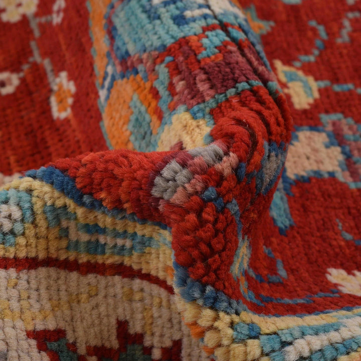Red Afghan Pictorial Rug 4' 1" x 6' 0" Hand-Knotted | No. AL75398