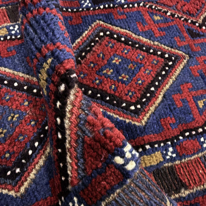 Red Afghan Mashwani Rug 1' 10" x 7' 11" Hand-Knotted | No. AL75489