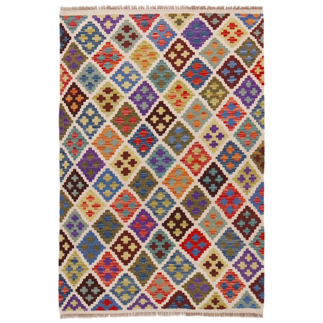 Afghan Kilim Rug 3' 3" x 4' 11" Flat-Weave | No. AL75490