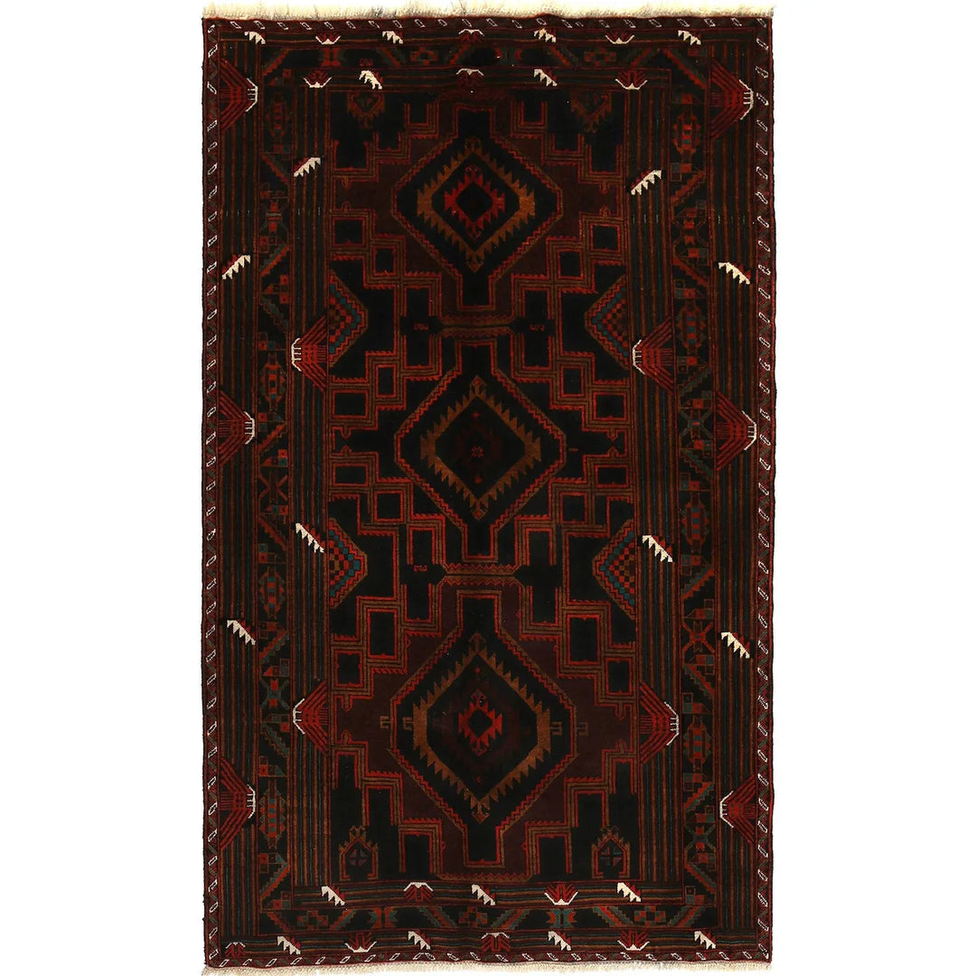 Afghan Baluchi Rug 4' 2" x 7' 2" Hand-Knotted | No. AL75501