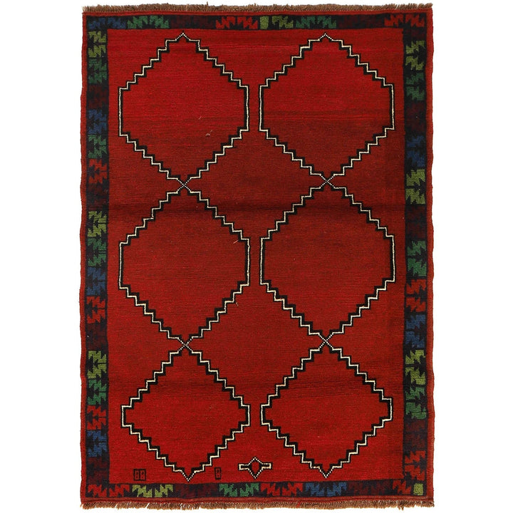 Afghan Baluchi Rug 4' 4" x 6' 2" Hand-Knotted | No. AL75538