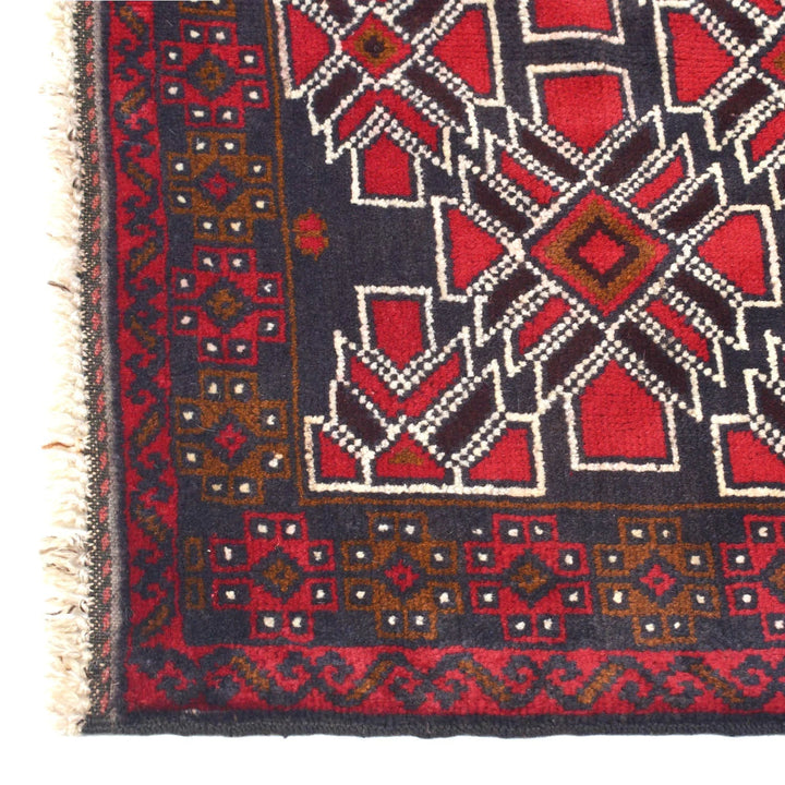 Afghan Baluchi Rug 2' 11" x 4' 7" Hand-Knotted | No. AL75563