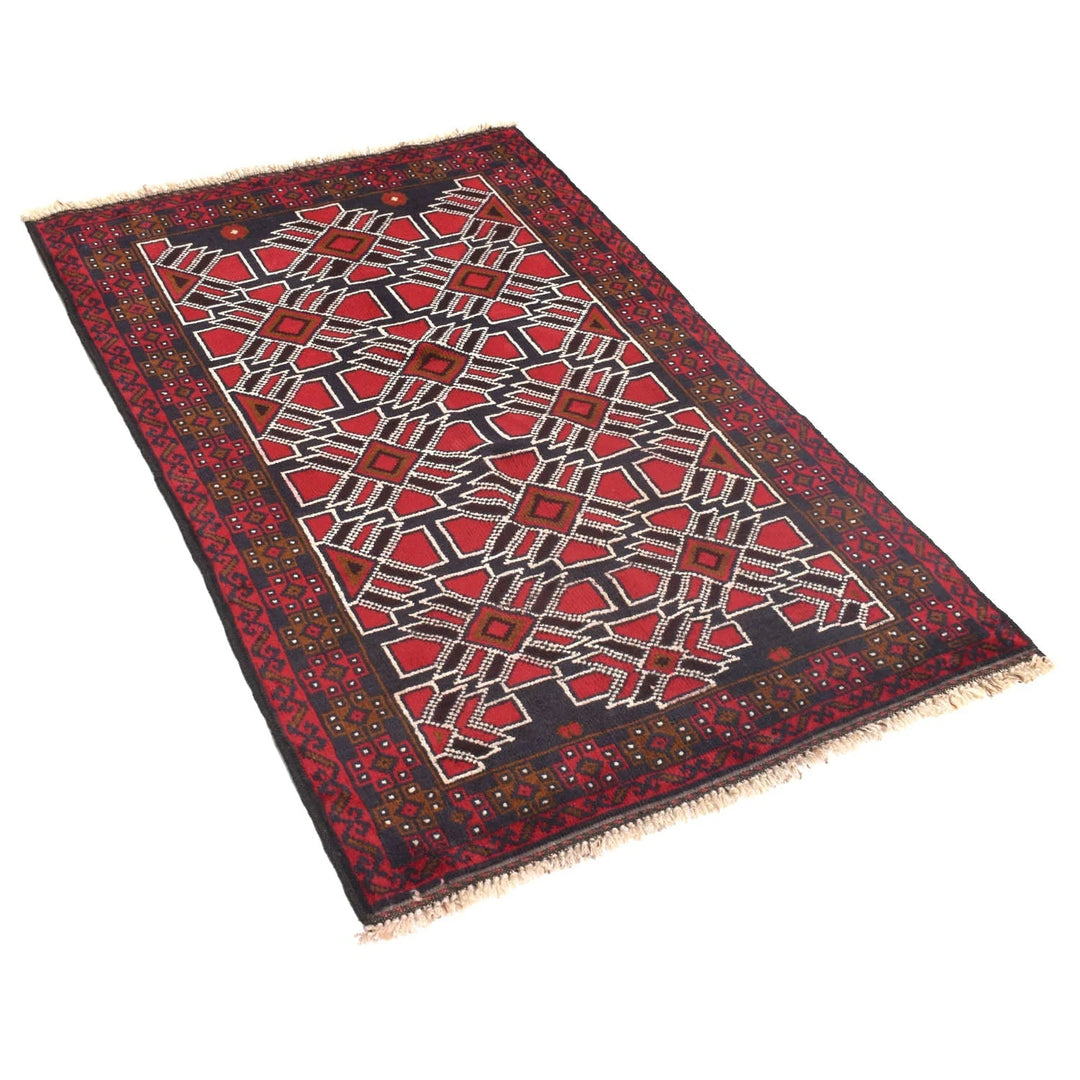 Afghan Baluchi Rug 2' 11" x 4' 7" Hand-Knotted | No. AL75563