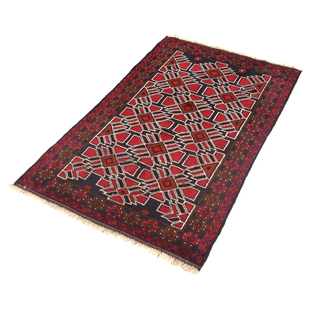 Afghan Baluchi Rug 2' 11" x 4' 7" Hand-Knotted | No. AL75563