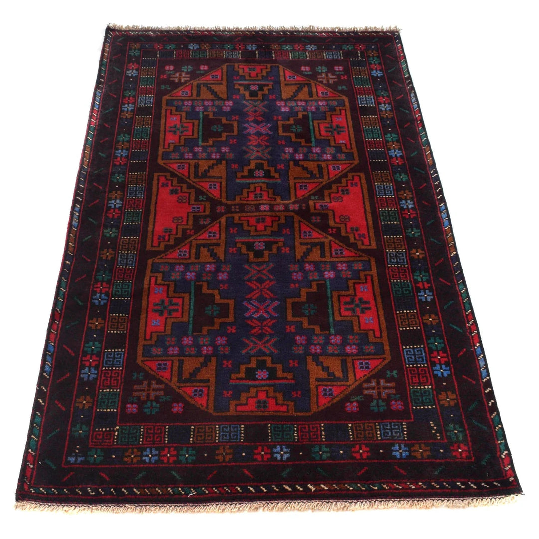 Afghan Baluchi Rug 3' 1" x 5' 1" Hand-Knotted | No. AL75565