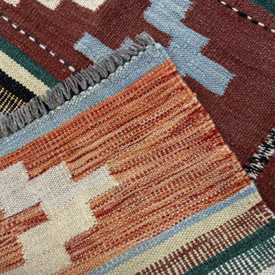 Afghan Vegetable Kilim Rug 5' 11" x 7' 9" Flat-Weave | No. AL755983