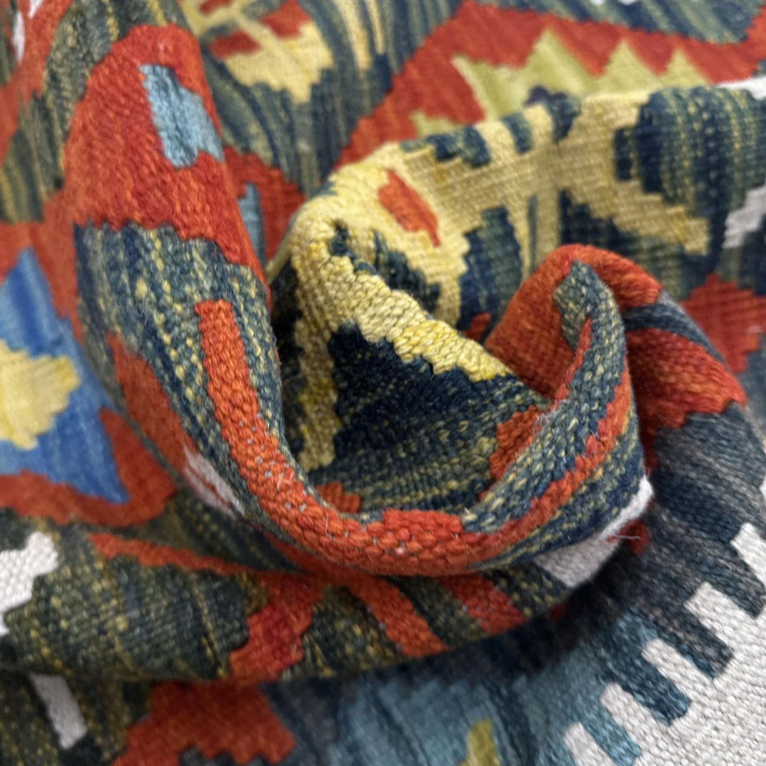 Afghan Vegetable Kilim Rug 5' 1" x 6' 7" Flat-Weave | No. AL756274