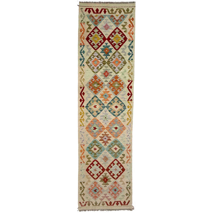 Afghan Vegetable Kilim Runner 2' 6" x 9' 9" Flat-Weave | No. AL756540
