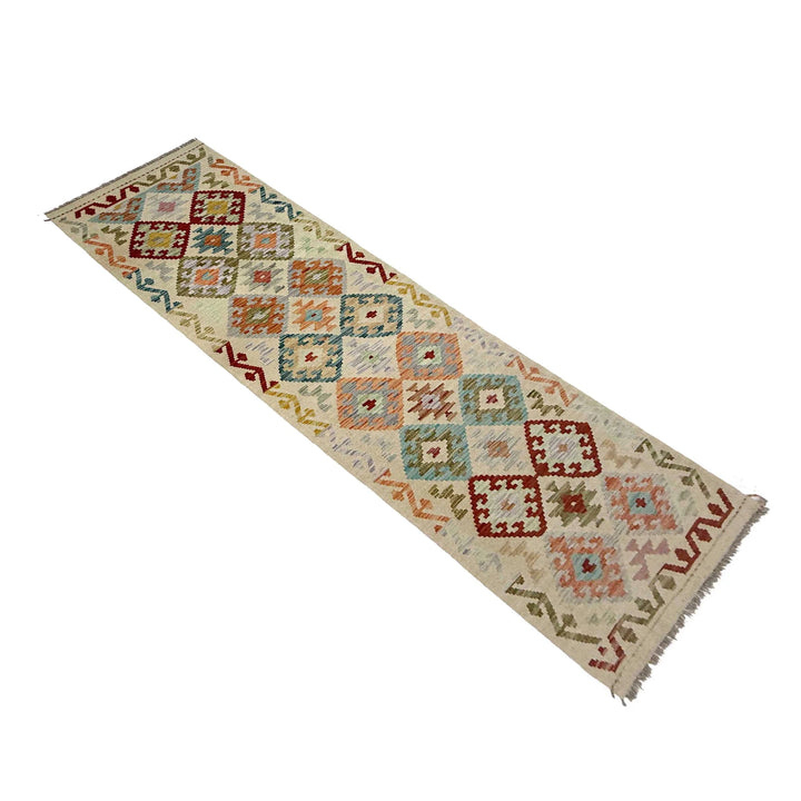 Afghan Vegetable Kilim Runner 2' 6" x 9' 9" Flat-Weave | No. AL756540