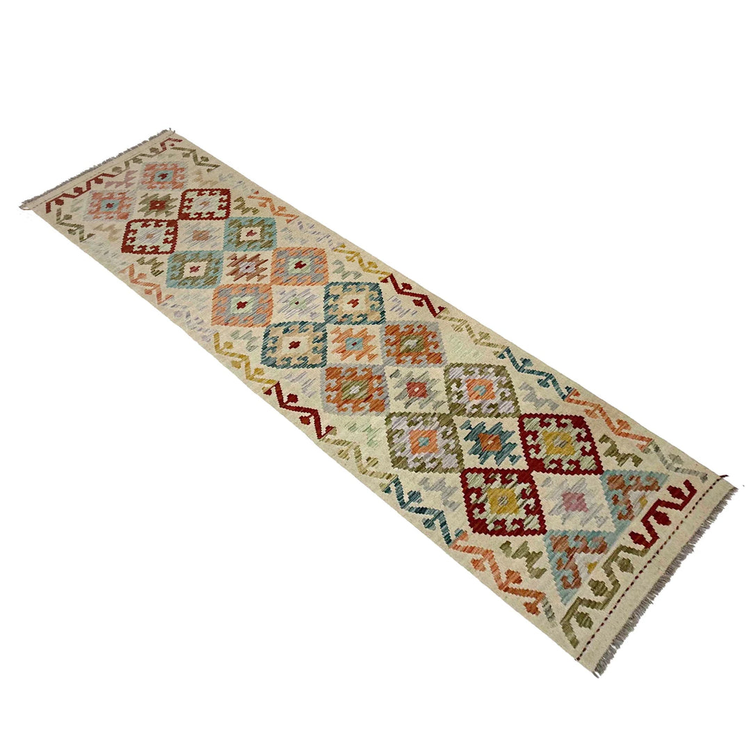 Afghan Vegetable Kilim Runner 2' 6" x 9' 9" Flat-Weave | No. AL756540