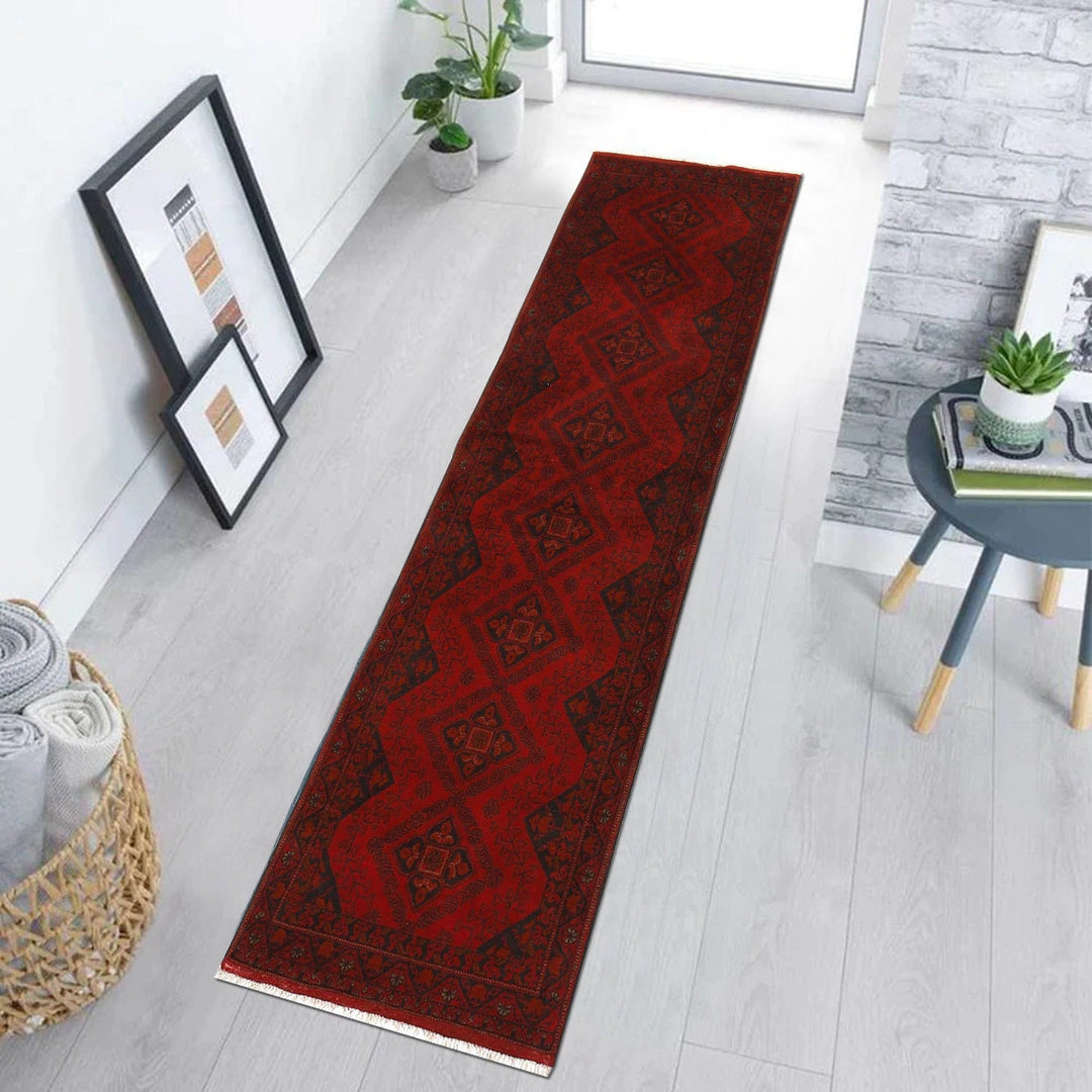 Red Afghan Khal Mohammadi Rug 2' 6" x 9' 5" Hand-Knotted | No. AL75708