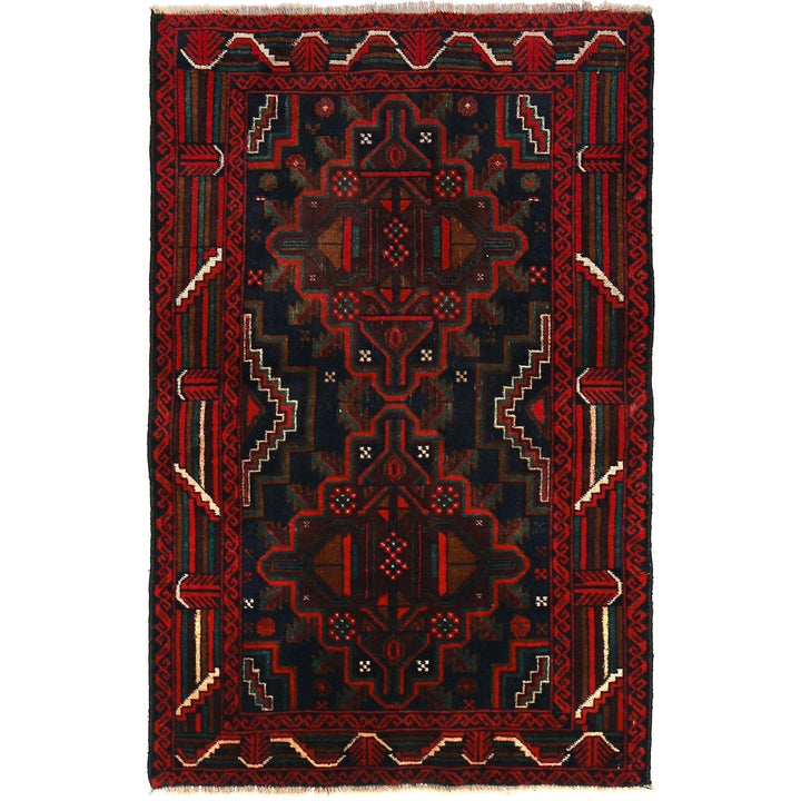 Afghan Baluchi Rug 2' 11" x 4' 6" Hand-Knotted | No. AL75713