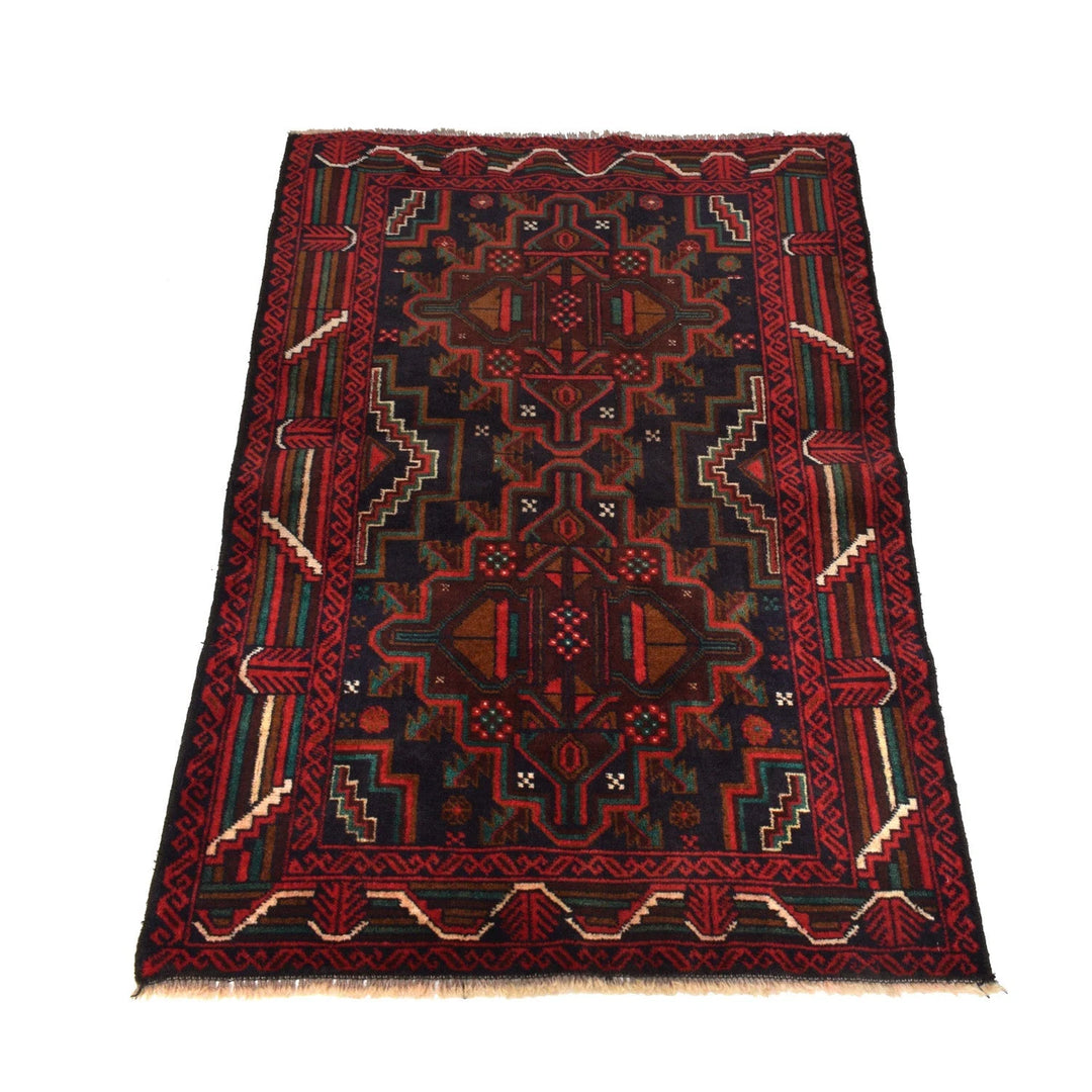 Afghan Baluchi Rug 2' 11" x 4' 6" Hand-Knotted | No. AL75713