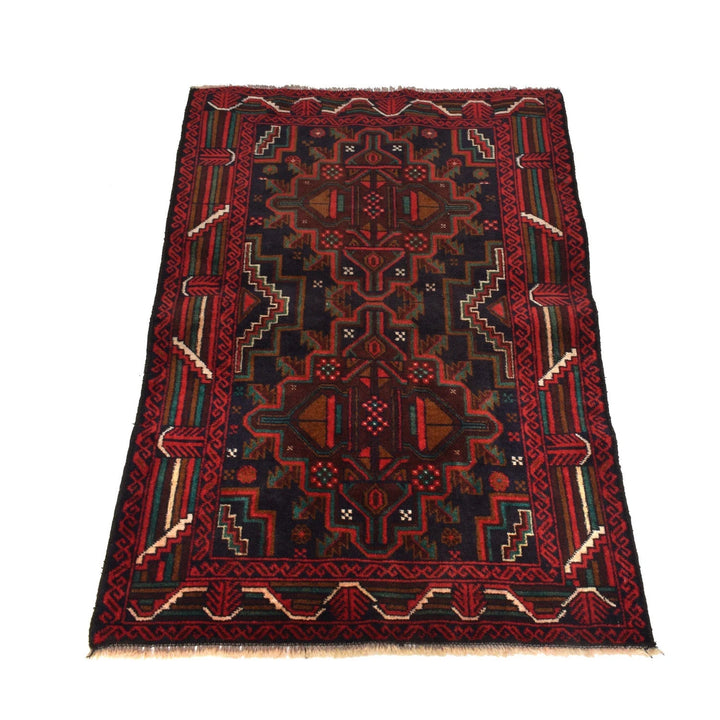 Afghan Baluchi Rug 2' 11" x 4' 6" Hand-Knotted | No. AL75713