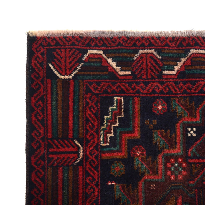 Afghan Baluchi Rug 2' 11" x 4' 6" Hand-Knotted | No. AL75713