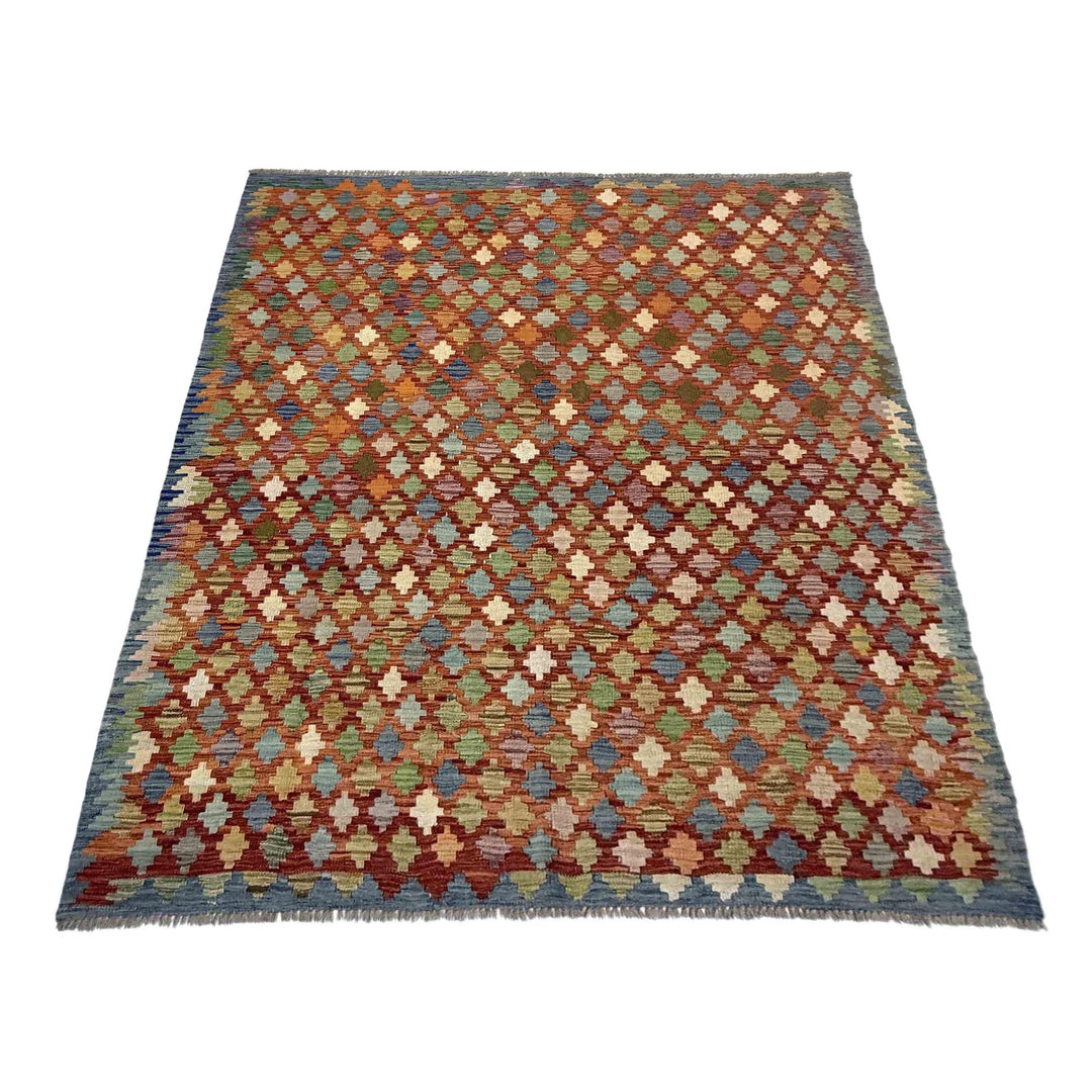 Afghan Vegetable Kilim Rug 5' 11" x 8' 0" Flat-Weave | No. AL757301
