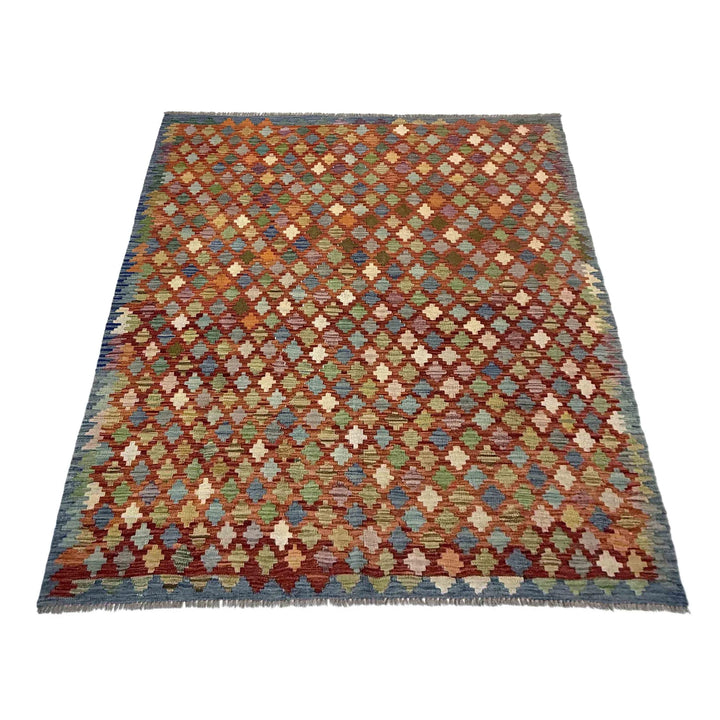 Afghan Vegetable Kilim Rug 5' 11" x 8' 0" Flat-Weave | No. AL757301
