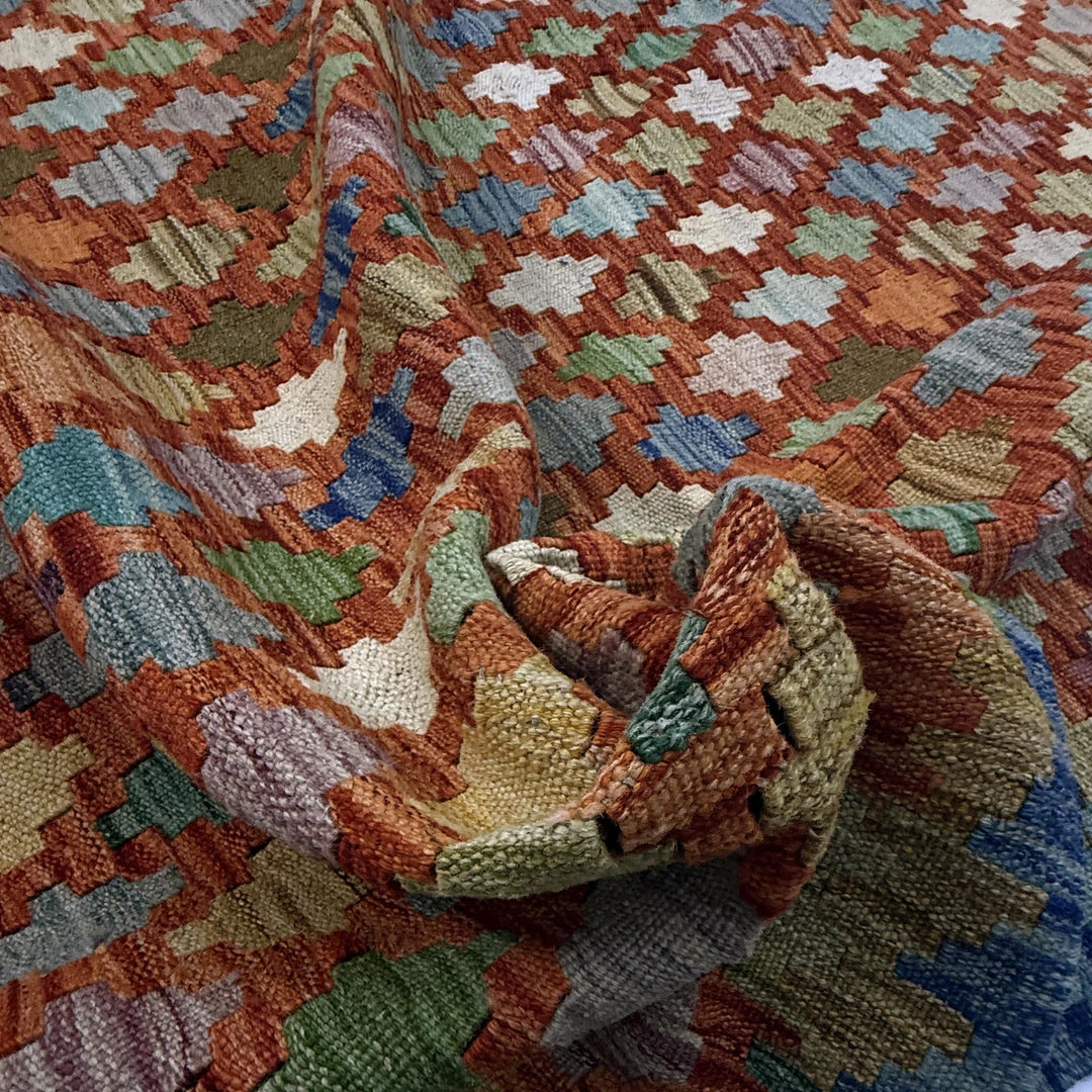 Afghan Vegetable Kilim Rug 5' 11" x 8' 0" Flat-Weave | No. AL757301