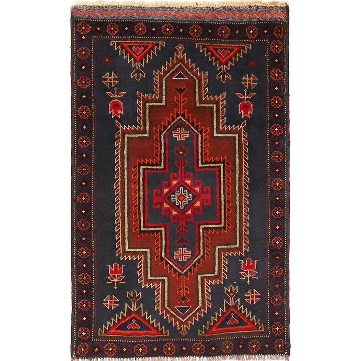 Afghan Baluchi Rug 2' 7" x 4' 0" Hand-Knotted | No. AL75754