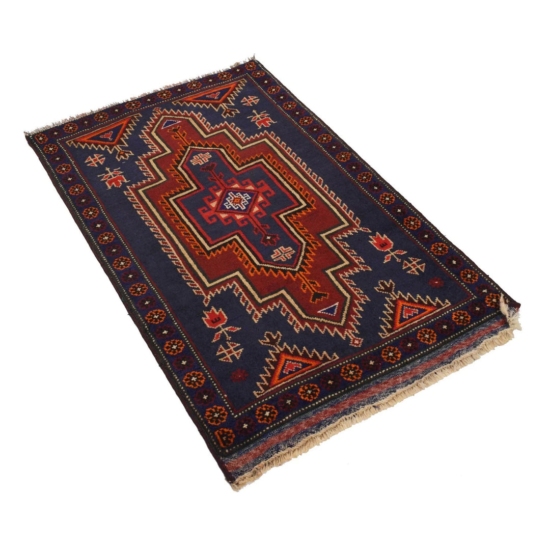 Afghan Baluchi Rug 2' 7" x 4' 0" Hand-Knotted | No. AL75754