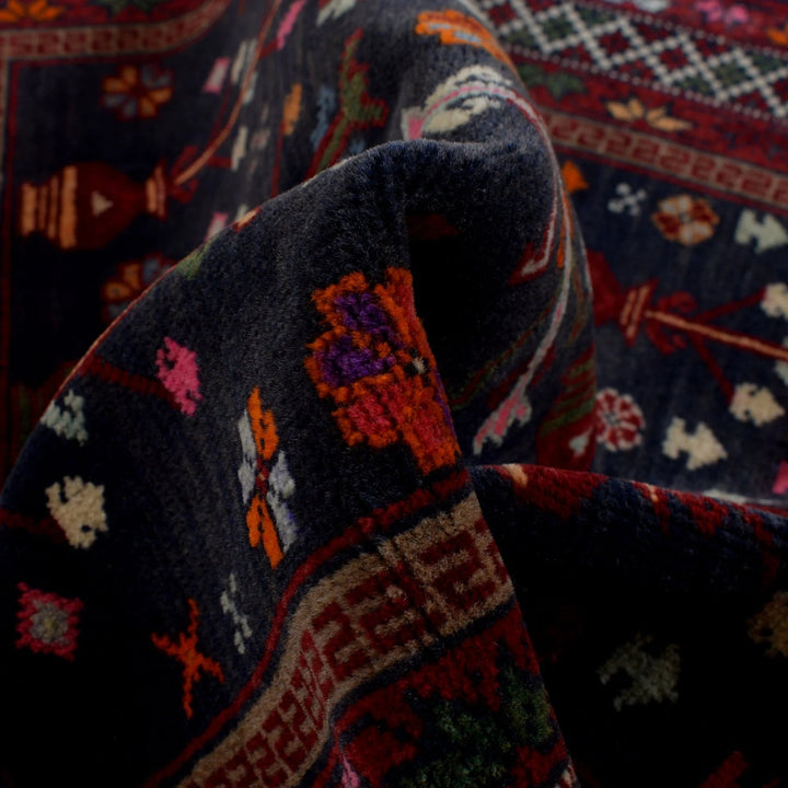 Afghan Baluchi Rug 2' 7" x 4' 4" Hand-Knotted | No. AL75866