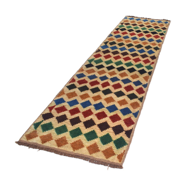Beige Afghan Baluchi Rug 2' 6" x 9' 5" Hand-Knotted | No. AL75869