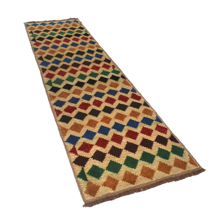 Beige Afghan Baluchi Rug 2' 6" x 9' 5" Hand-Knotted | No. AL75869