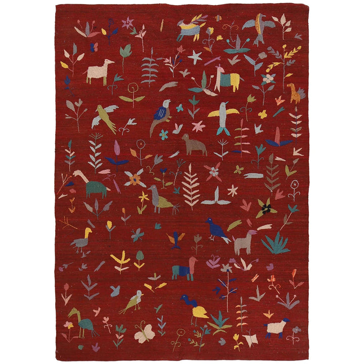 Afghan Embroidery Kelim Rug 5' 6" x 7' 9" Flat-Weave | No. AL75874