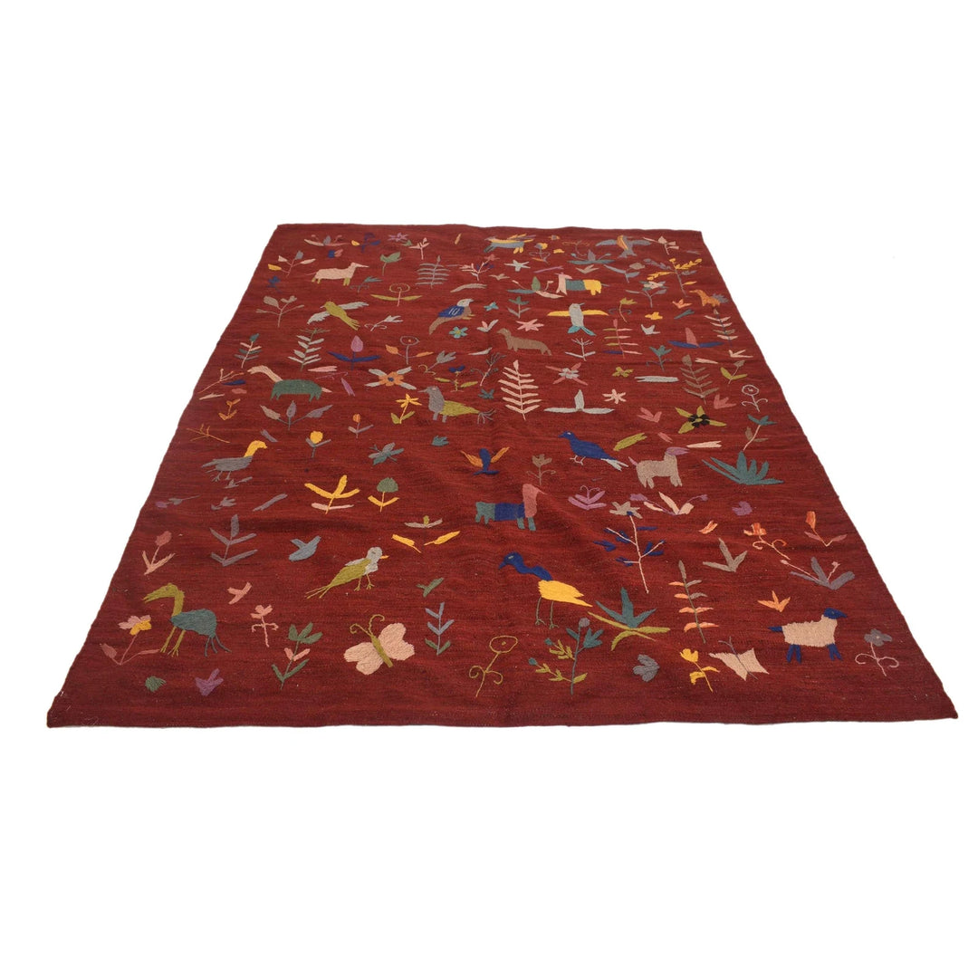 Afghan Embroidery Kelim Rug 5' 6" x 7' 9" Flat-Weave | No. AL75874