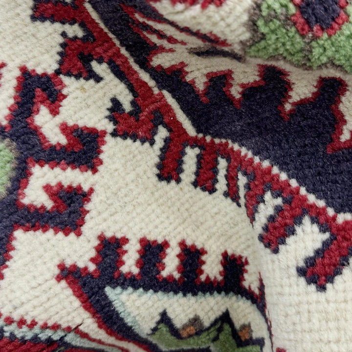 Red Afghan Kazak Rug 3' 3" x 5' 0" Hand-Knotted | No. AL75901