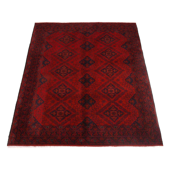 Red Afghan Khal Mohammadi Rug 4' 10" x 6' 5" Hand-Knotted | No. AL75912