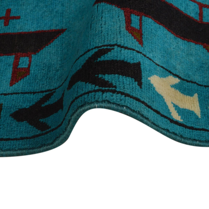 Blue Afghan War Rug 4' 1" x 6' 2" Hand-Knotted | No. AL75958