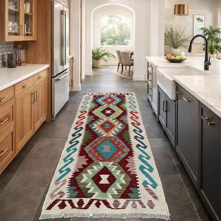 Afghan Vegetable Kilim Runner 2' 2" x 5' 4" Flat-Weave | No. AL75968