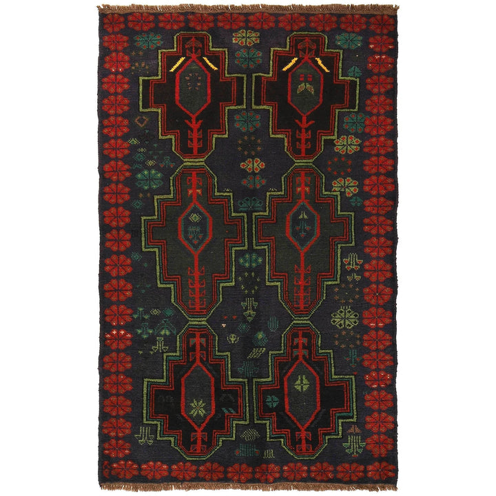 Afghan Baluchi Rug 4' 1" x 6' 0" Hand-Knotted | No. AL75970