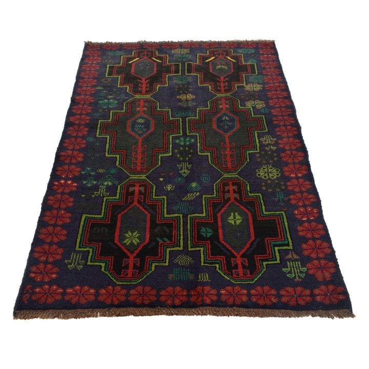 Afghan Baluchi Rug 4' 1" x 6' 0" Hand-Knotted | No. AL75970