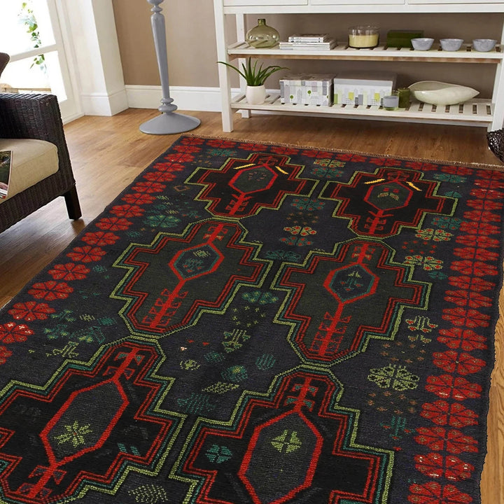 Afghan Baluchi Rug 4' 1" x 6' 0" Hand-Knotted | No. AL75970