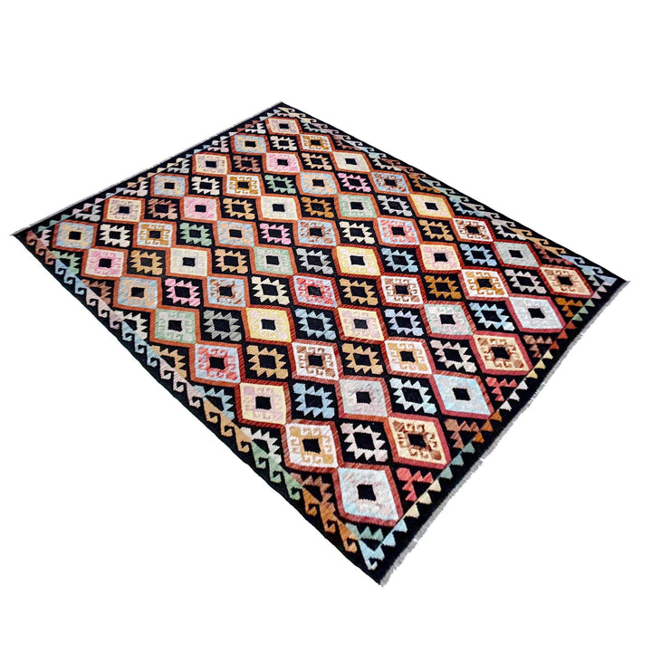 Afghan Kilim Rug 6'7" x 9'8" Flat-Weave | No. AL75996