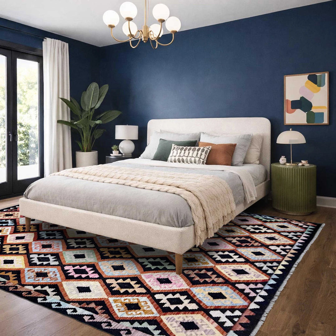 Afghan Kilim Rug 6'7" x 9'8" Flat-Weave | No. AL75996