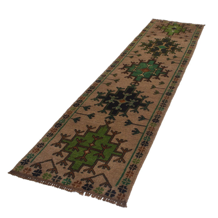 Afghan Baluchi Rug 2' 5" x 9' 3" Hand-Knotted | No. AL76079